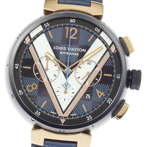 LOUIS VUITTON Tambour Damier Cobalt QA090 Chronograph Automatic Men's_823275 - Picture 7 of 7